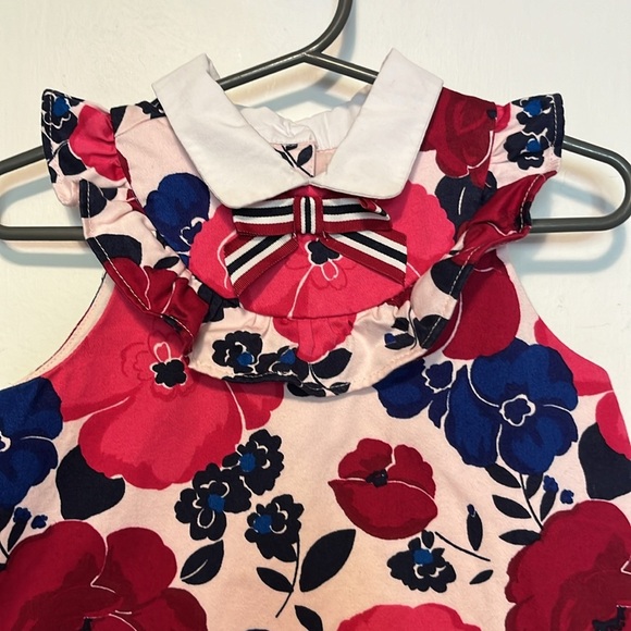 Janie and Jack Pink Floral Dress with White Collar Girls Size 3 - Picture 2 of 5
